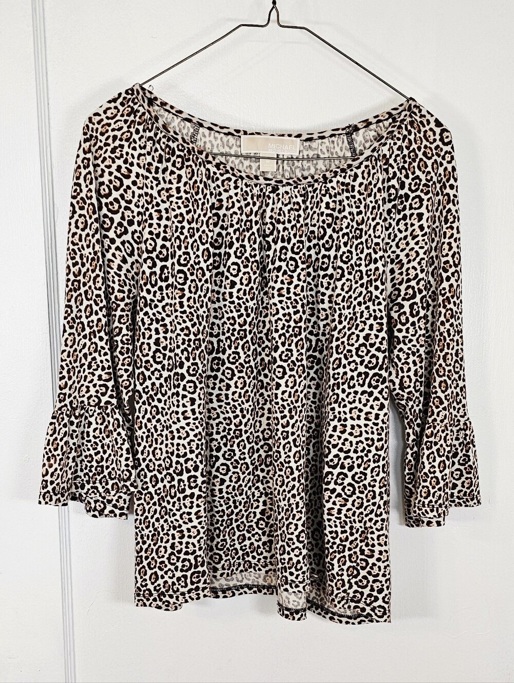 Michael Kors Leopard Print Ruffle Sleeve Blouse